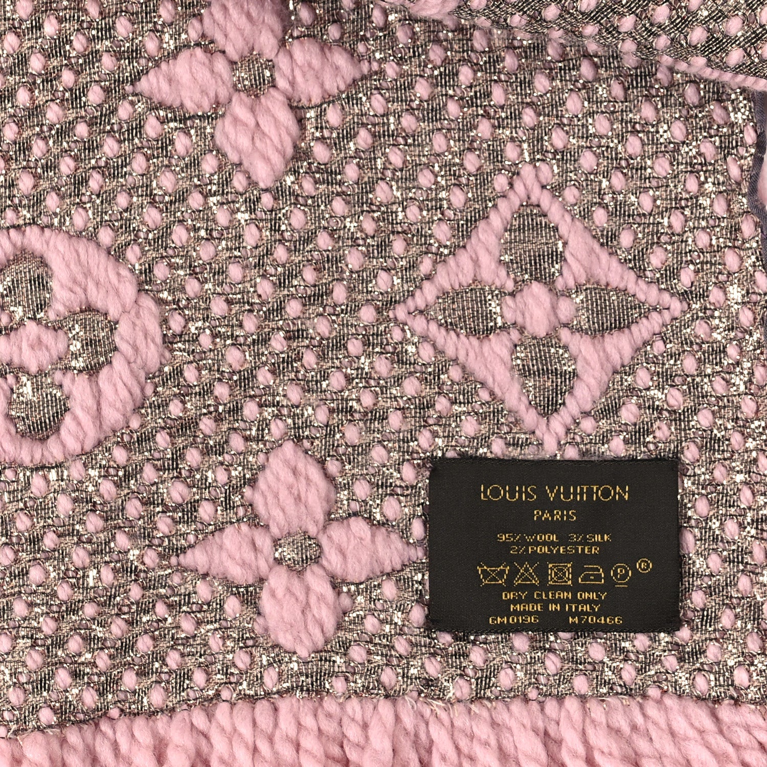 Louis Vuitton Wool Silk Logomania Shine Scarf Pink 3 of 3