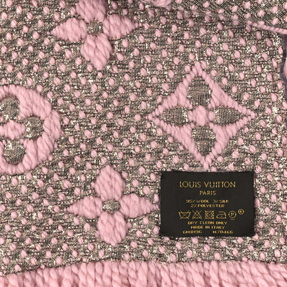 Louis Vuitton Wool Silk Logomania Shine Scarf Pink 3 of 3