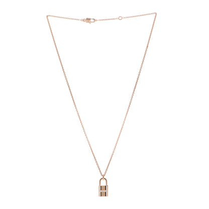 Hermes 18K Rose Gold Diamond Amulettes Cadenas Pendant Necklace 3 of 5