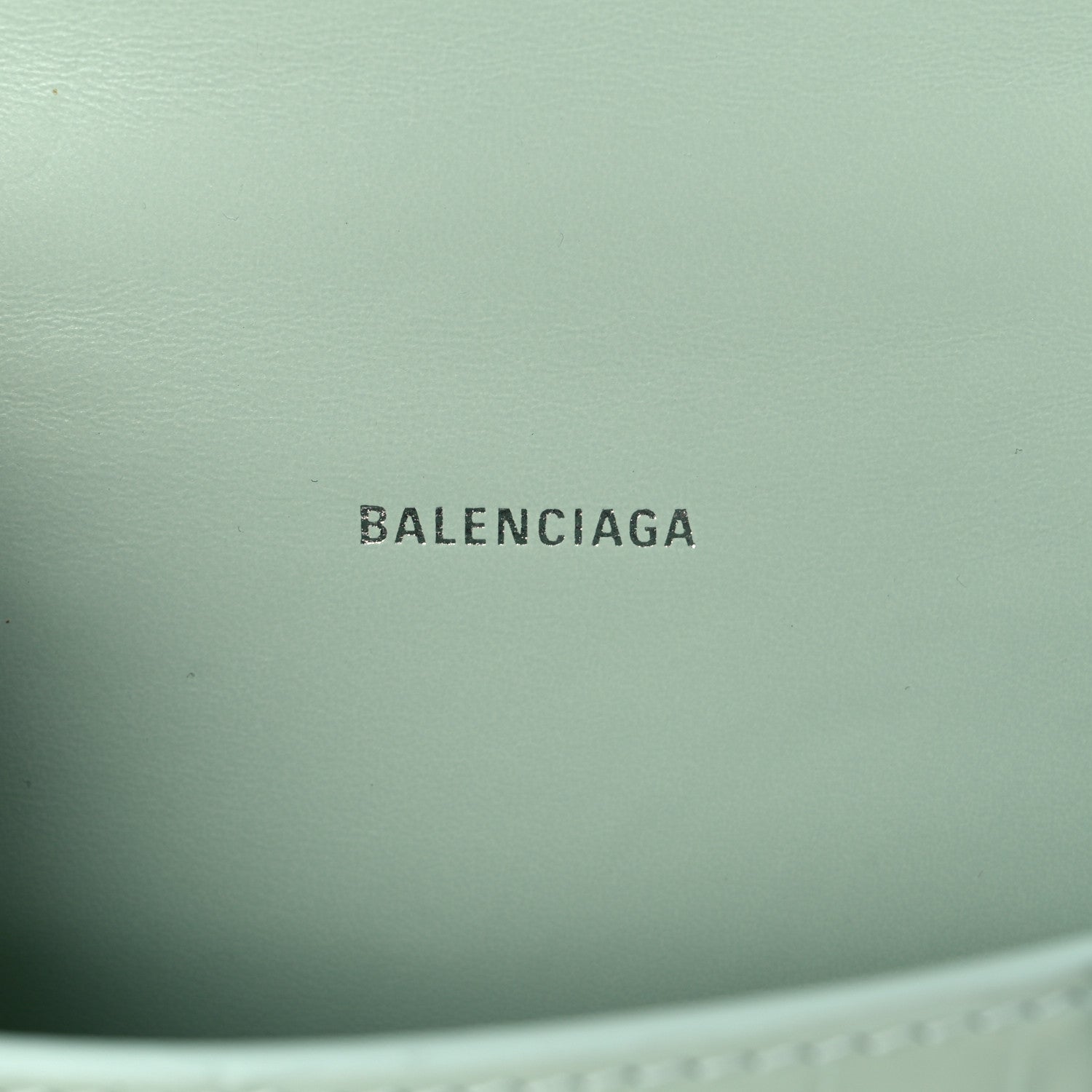 Balenciaga Shiny Calfskin Crocodile Embossed Hourglass Top Handle Bag XS Light Green 6 of 10