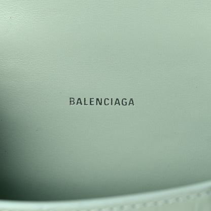 Balenciaga Shiny Calfskin Crocodile Embossed Hourglass Top Handle Bag XS Light Green 6 of 10