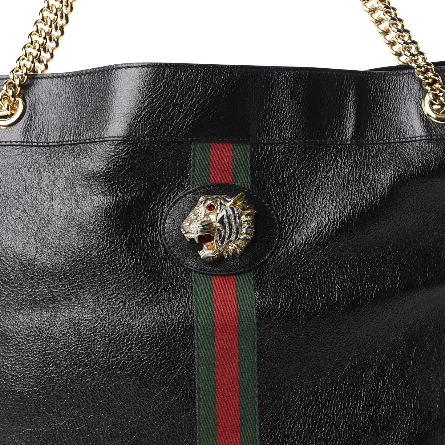 Calfskin Large Rajah Chain Tote Black