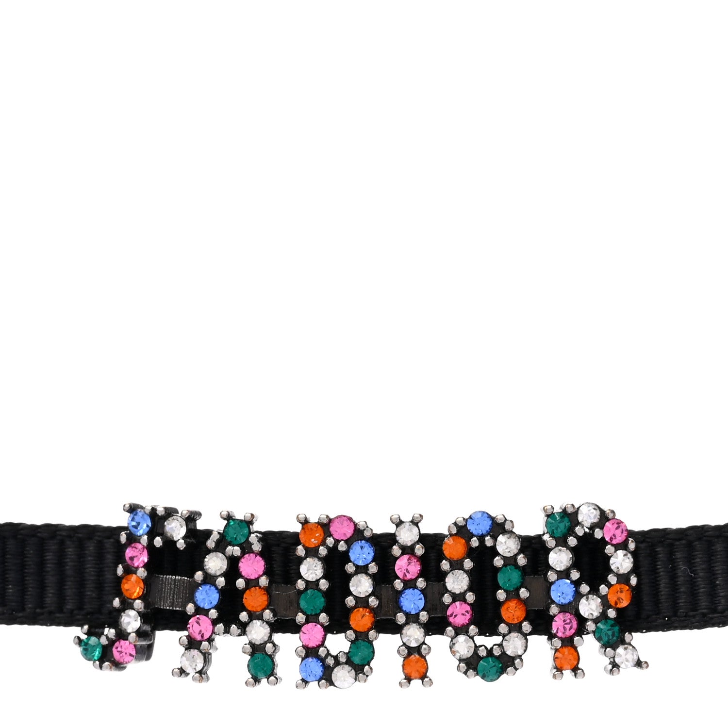 Christian Dior Grosgrain Ribbon Crystal J'Adior Logo Choker Necklace Multicolor 4 of 5
