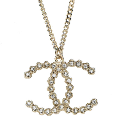 Chanel Crystal CC Pendant Necklace Gold 4 of 6