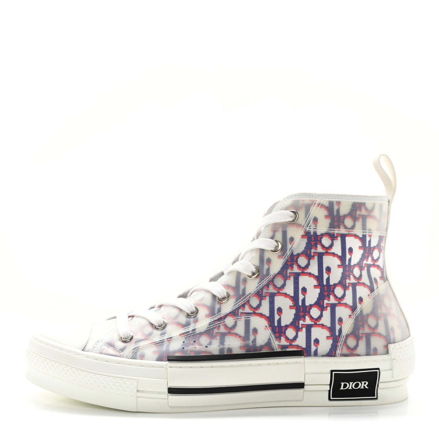 Technical Canvas Oblique Pixel Mens B23 High Top Sneakers 42 Blue Red