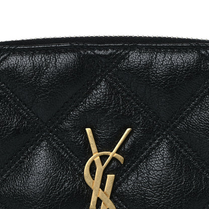 Saint Laurent Grained Lambskin Quilted Mini Becky Double Zip Bag Black 12 of 16