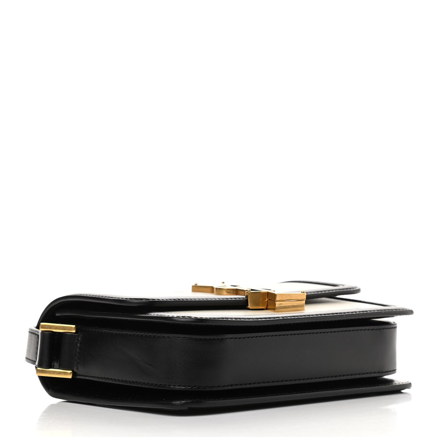 Smooth Calfskin Small Two-tone Solferino Satchel Ivory Natural Black