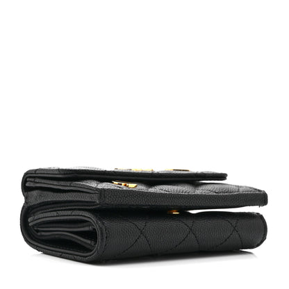 Chanel Caviar Quilted Enamel Coco Casino Double Flap Wallet Black 4 of 7