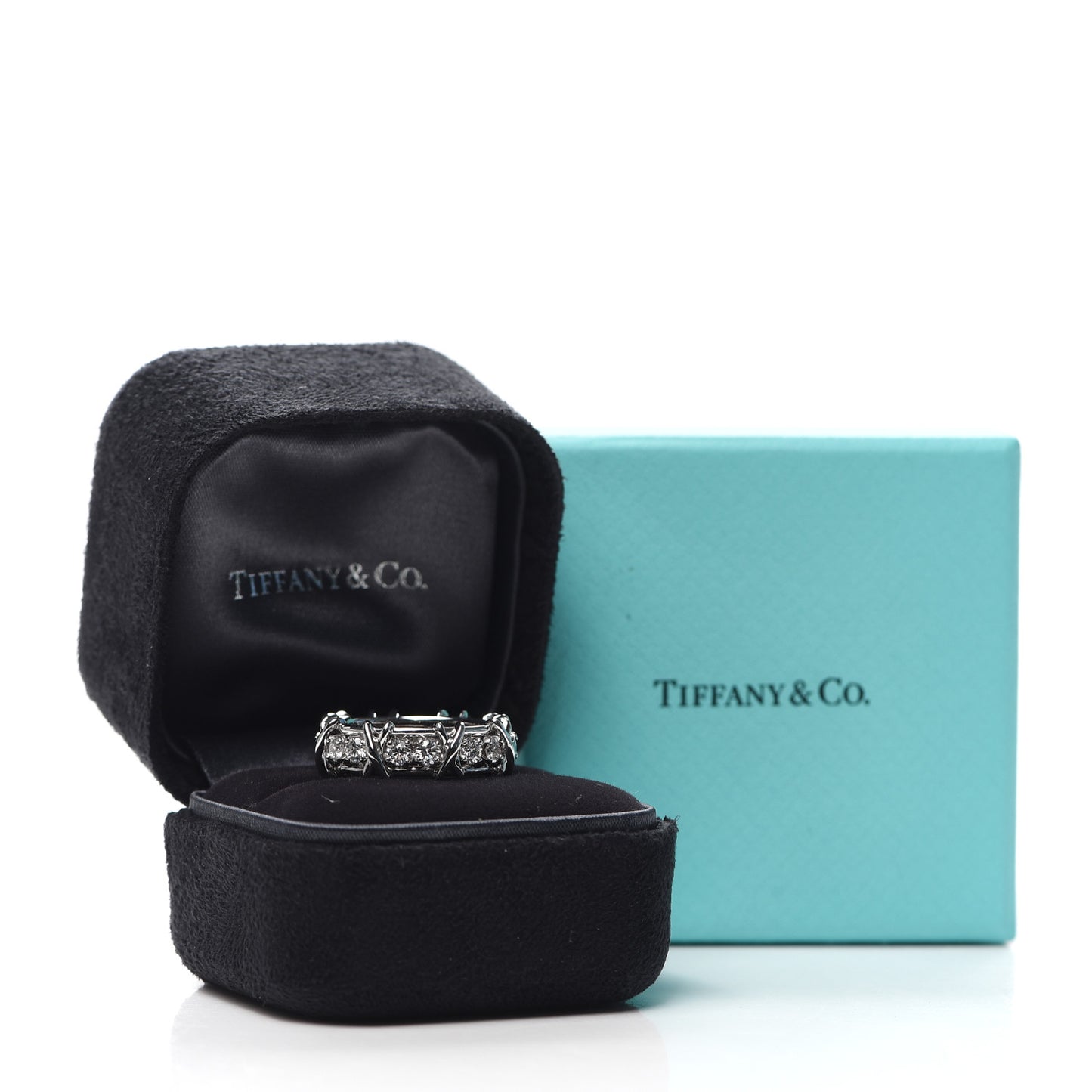 Platinum Diamond Schlumberger Sixteen Stone Ring 54 6.75