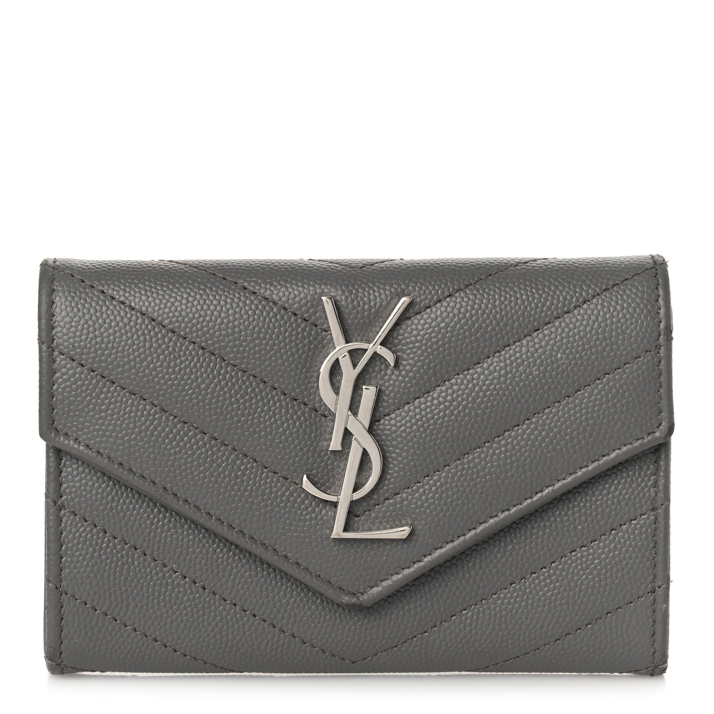 Grain De Poudre Matelasse Chevron Small Monogram Envelope Wallet Fog