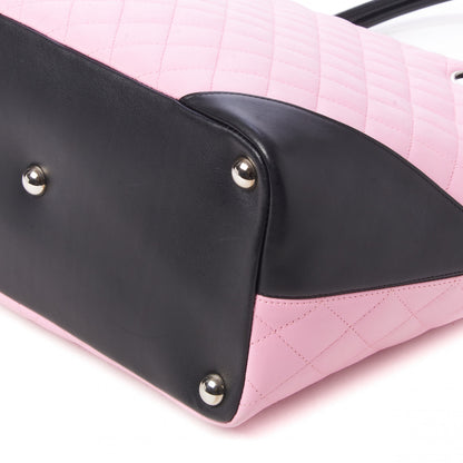 Chanel Calfskin Quilted Large Cambon Tote Pink Black 5 of 10