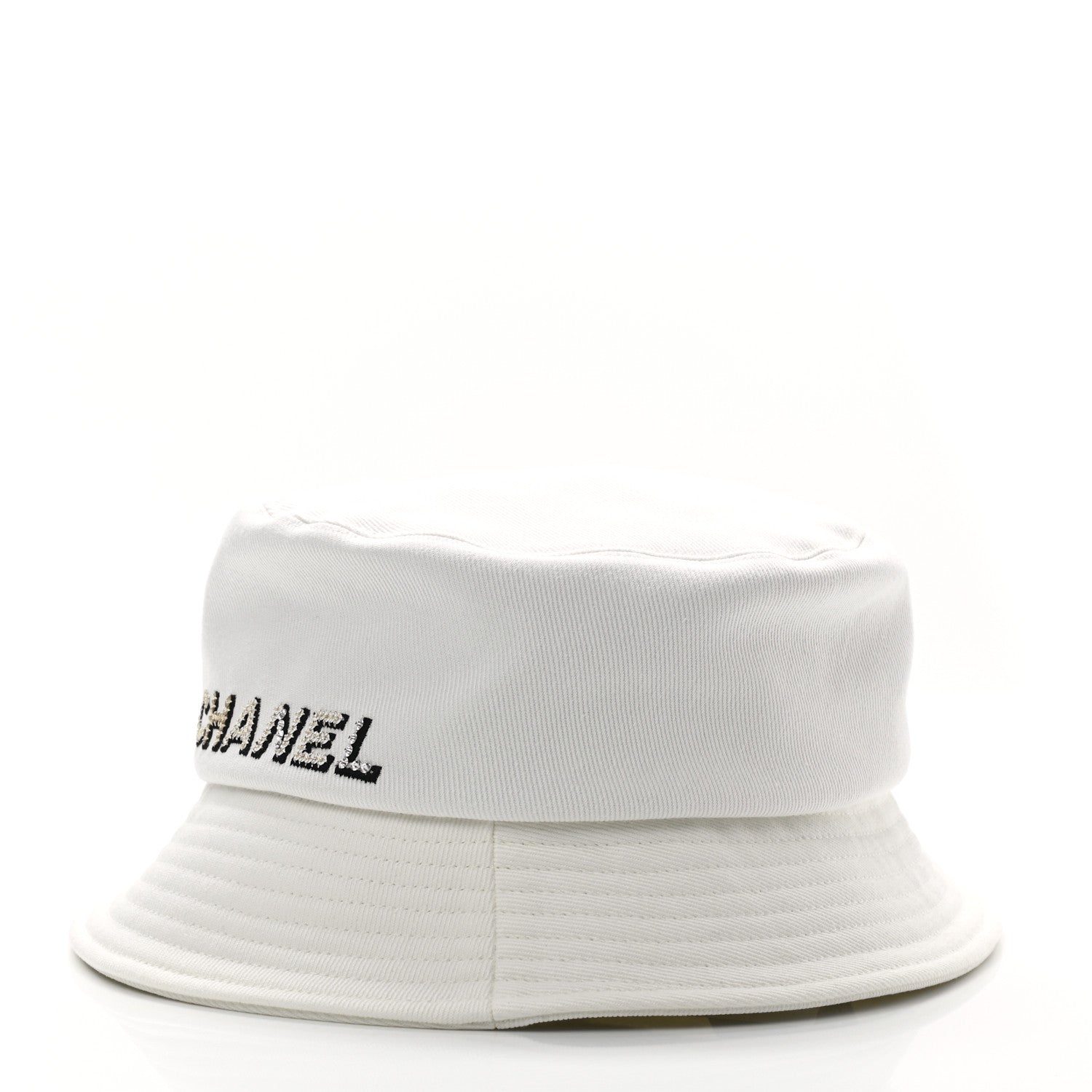 Chanel Fabric Logo Bucket Hat L White 5 of 8