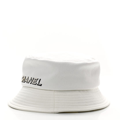 Chanel Fabric Logo Bucket Hat L White 5 of 8