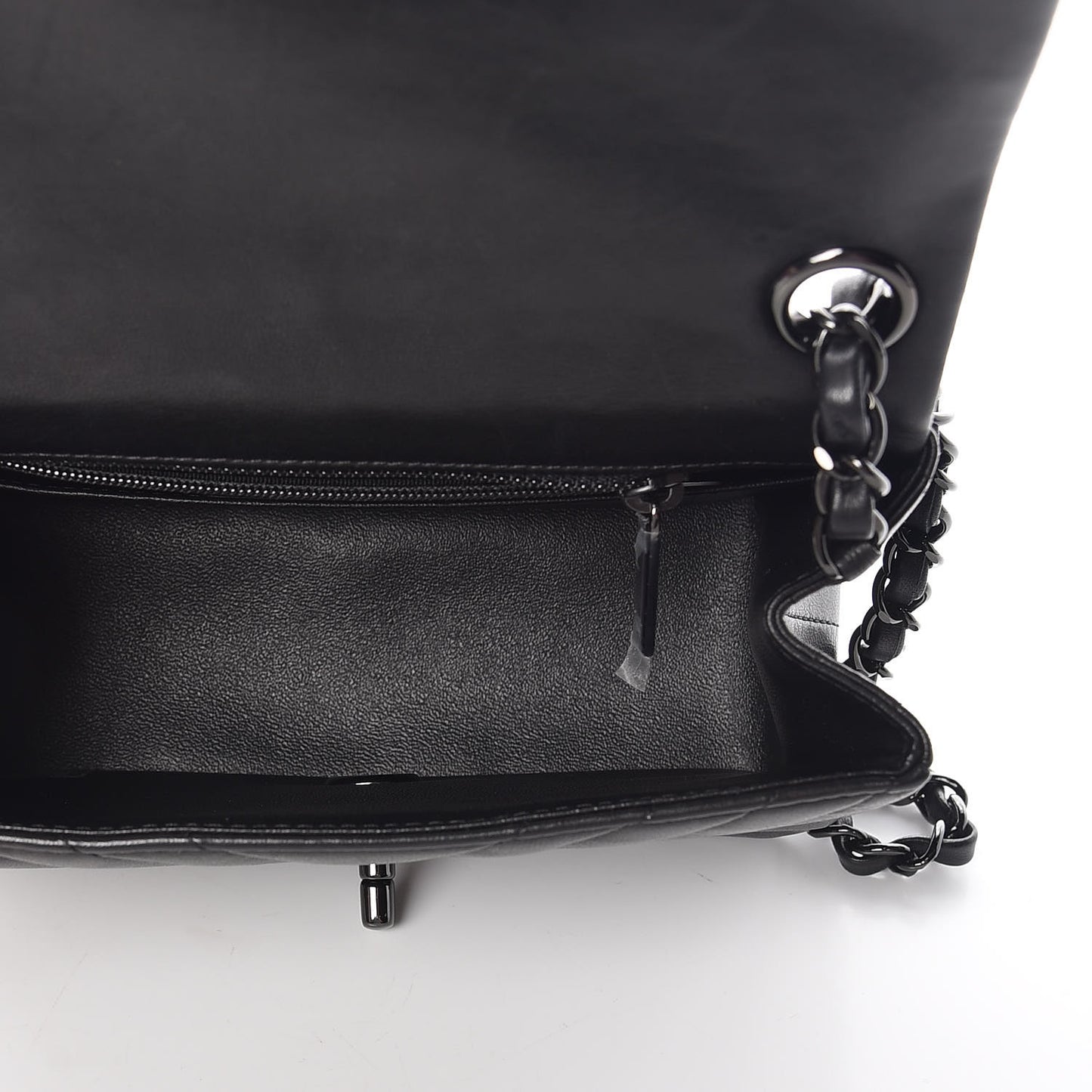 Lambskin Chevron Quilted Mini Square Flap So Black