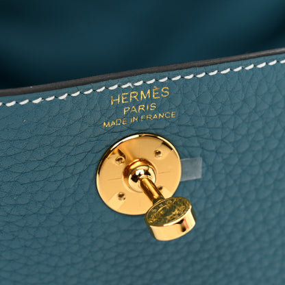 Hermes Taurillon Clemence Mini Lindy 20 Bleu Jean 6 of 9