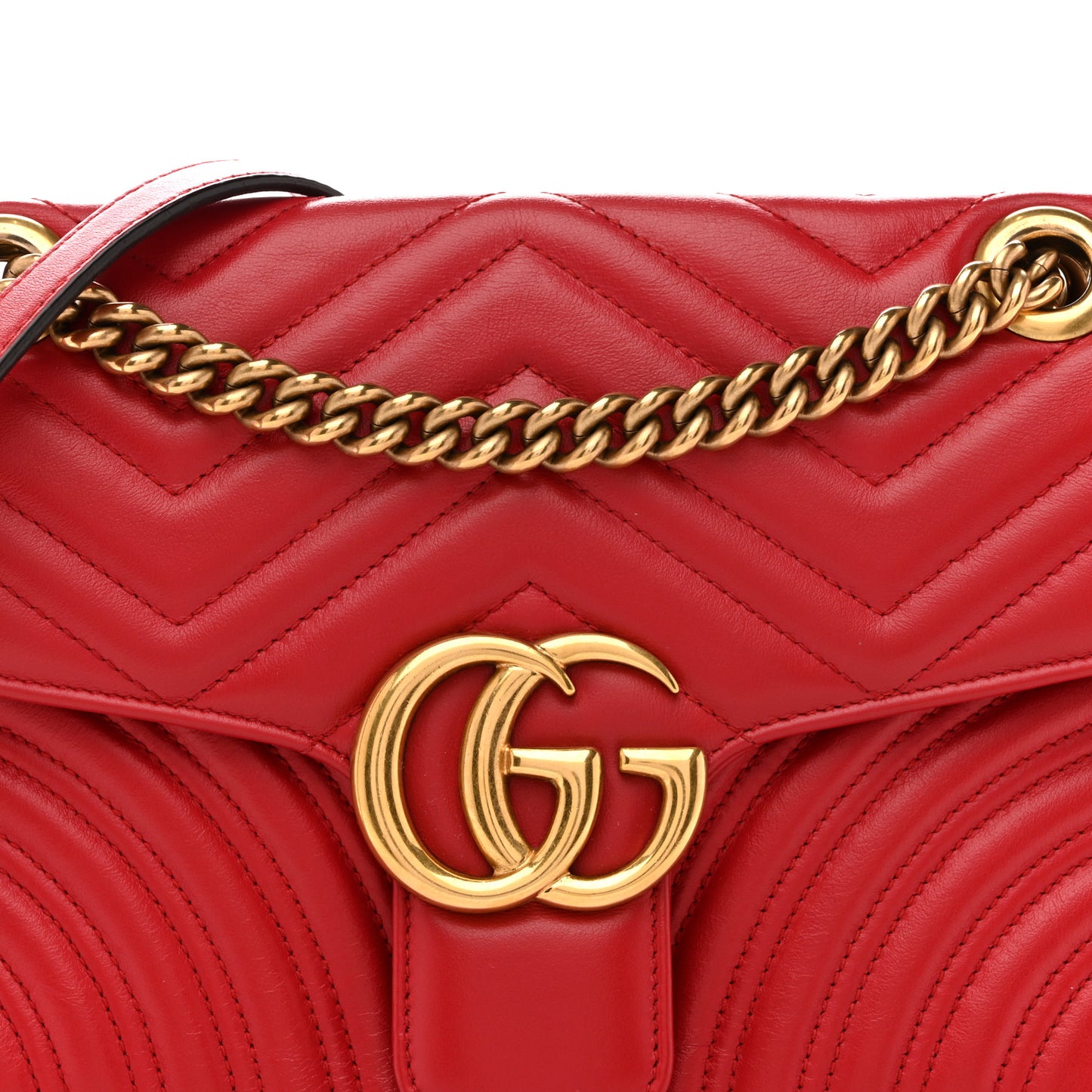 Calfskin Matelasse Small GG Marmont Shoulder Bag Hibiscus Red