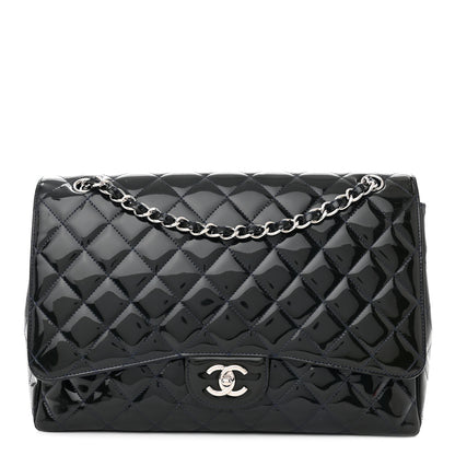 Chanel Patent Quilted Maxi Single Flap Blue 1 of 14