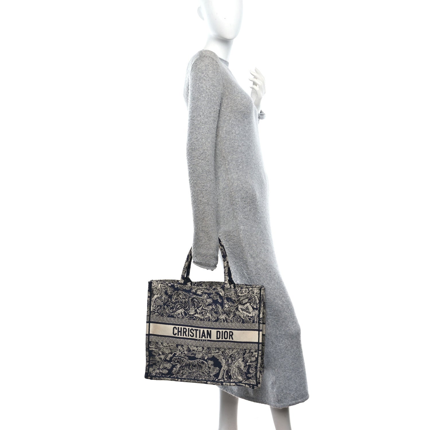 Christian Dior Canvas Embroidered Large Dioriviera Toile De Jouy Reverse Book Tote Blue 2 of 10