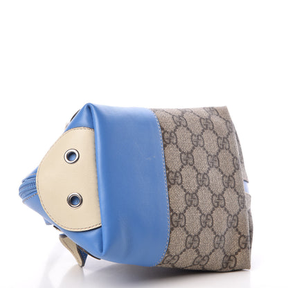 Gucci GG Supreme Monogram Children's Zoo Pig Bag Blue 6 of 12