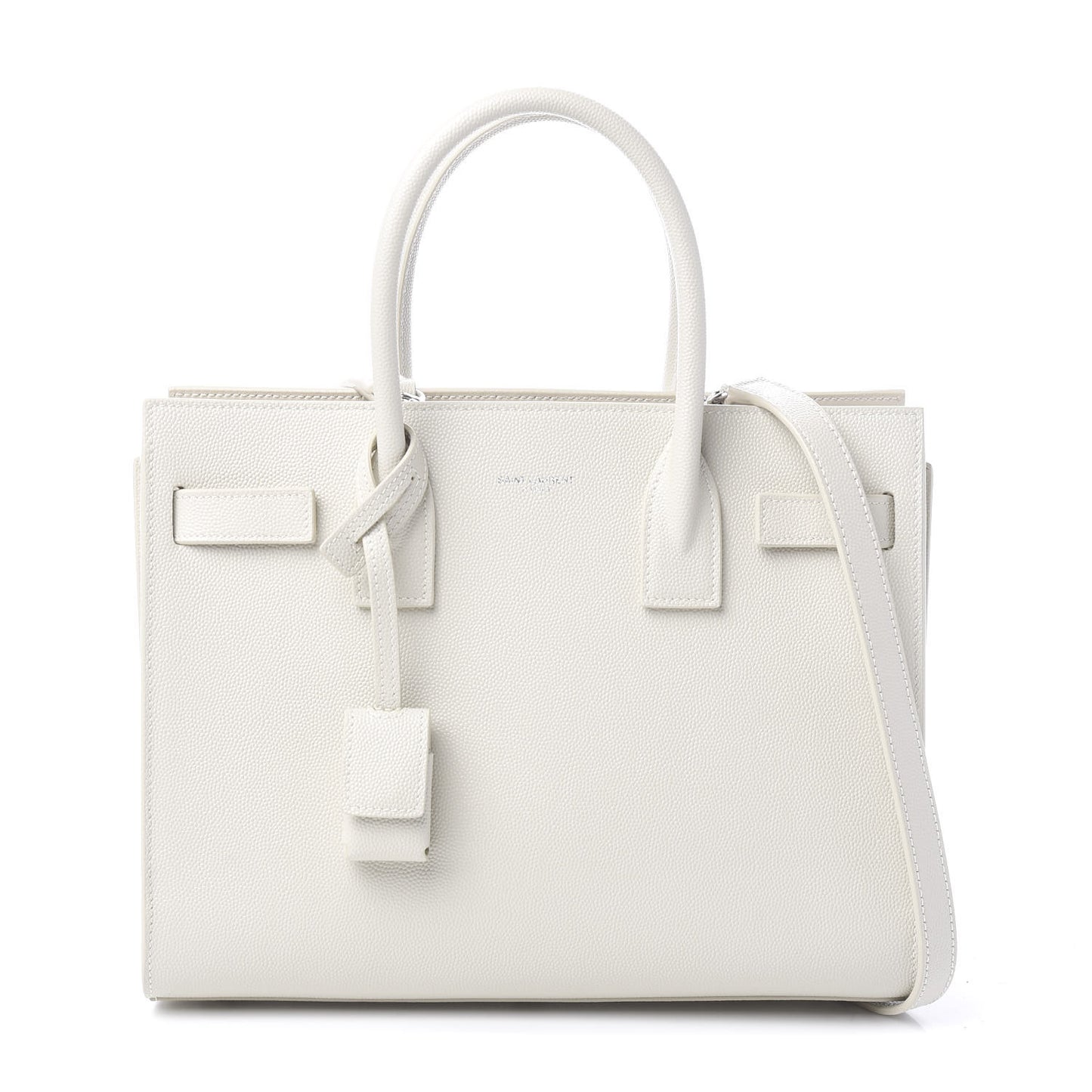 Grained Calfskin Baby Sac De Jour White