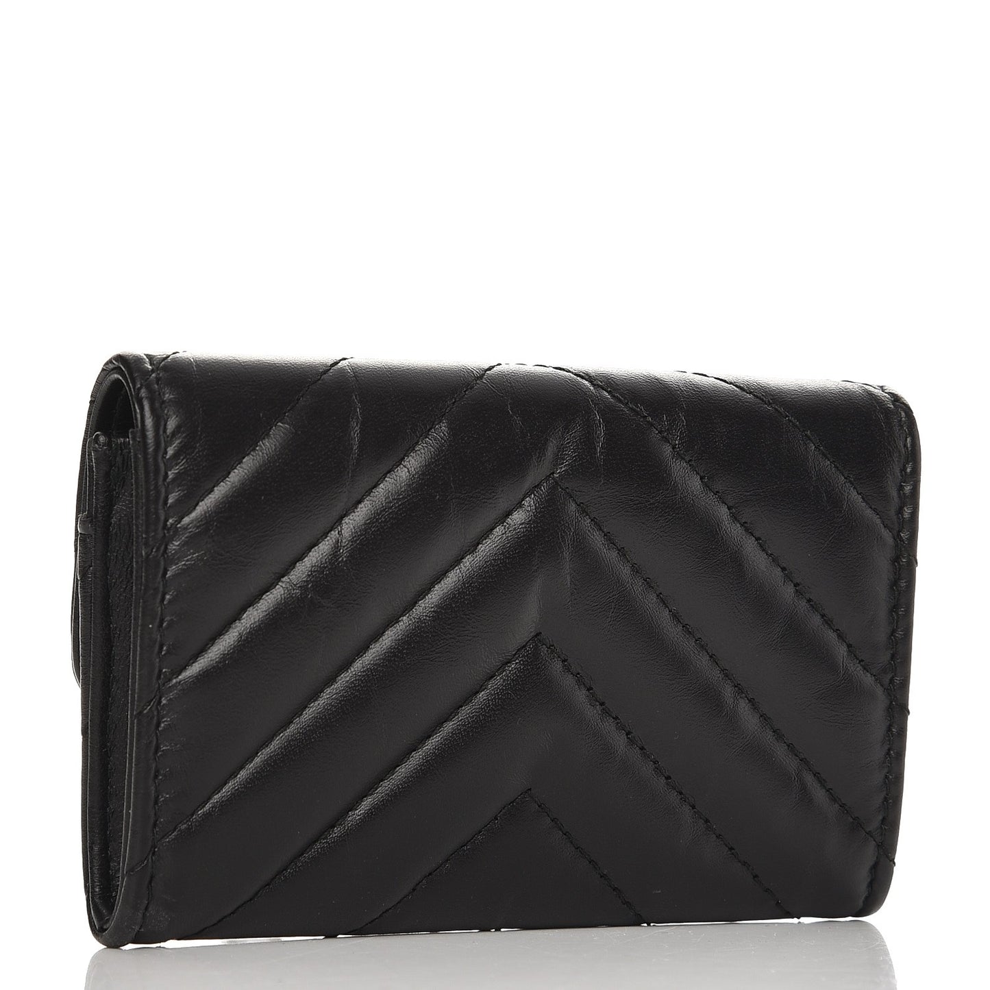 Aged Calfskin Chevron Reissue Card Holder Wallet So Black