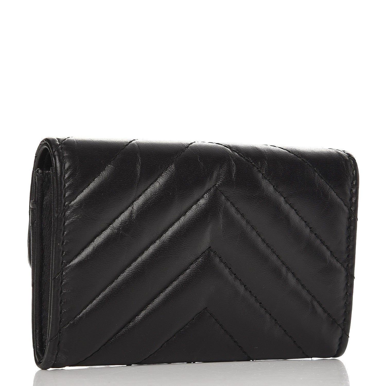Chanel Aged Calfskin Chevron Reissue Card Holder Wallet So Black 3 of 8