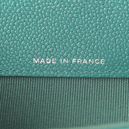 Chanel Caviar Quilted Flap Card Holder Wallet Green 14 of 15