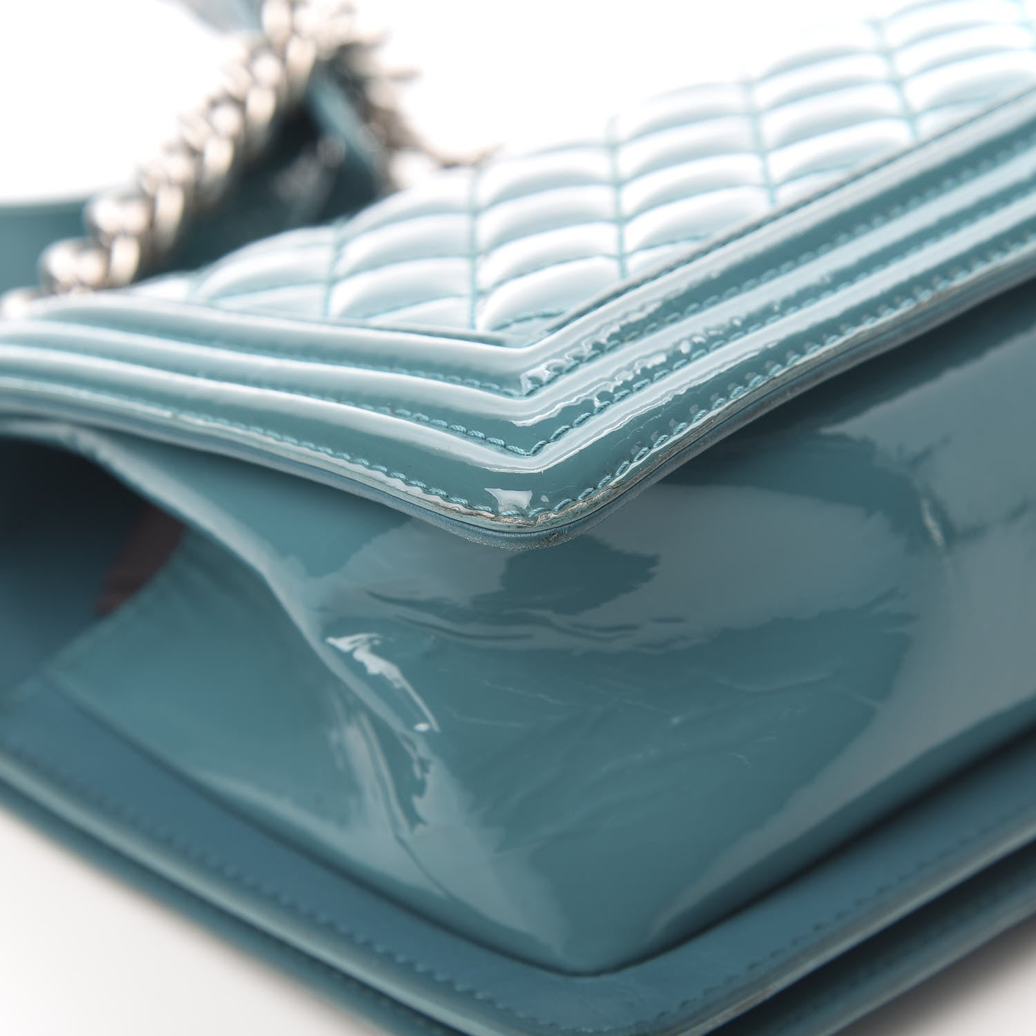 Chanel Patent Calfskin Quilted Medium Plexiglass Boy Flap Turquoise 12 of 15