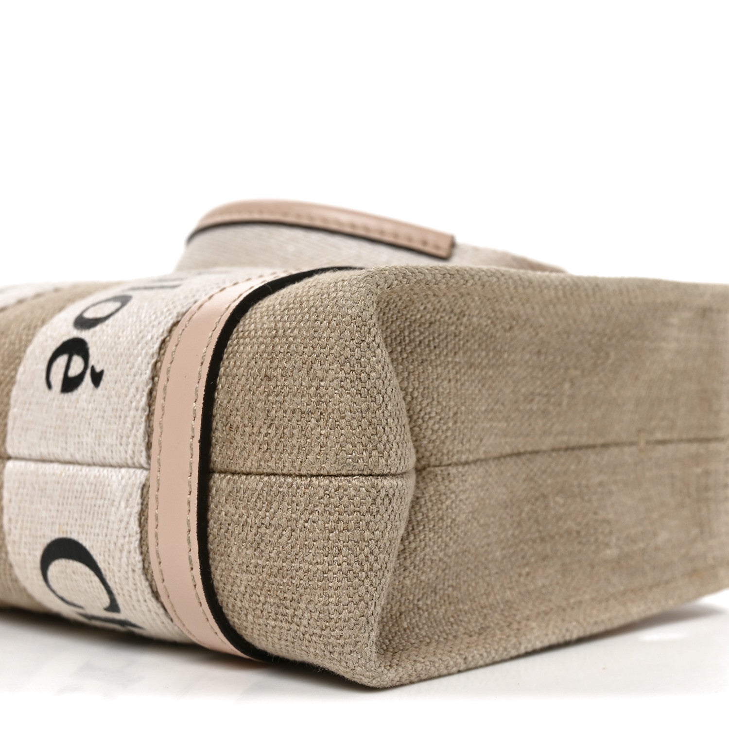 Chloe Linen Calfskin Mini Woody Ribbon Tote Cement Pink 9 of 9