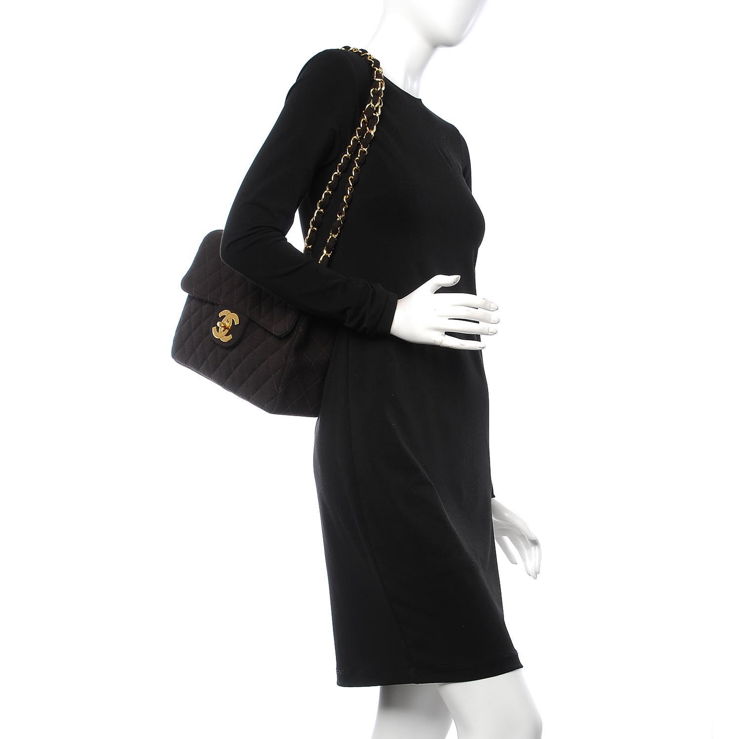 Jersey Quilted Jumbo Single Flap Brown