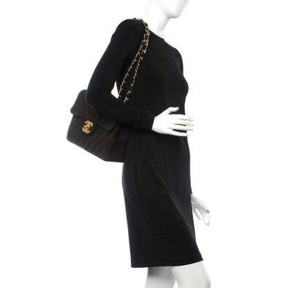 Chanel Jersey Quilted Jumbo Single Flap Brown 2 of 8