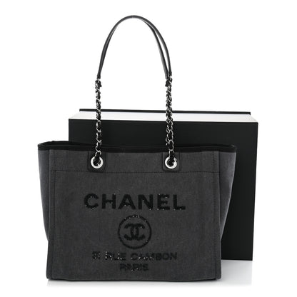 Chanel Canvas Sequin Small Deauville Tote Charcoal 11 of 11