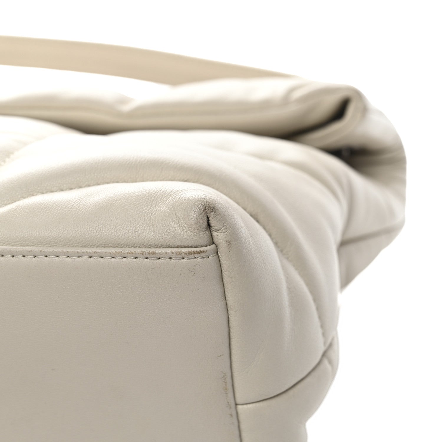 Saint Laurent Lambskin Quilted Medium Loulou Puffer Monogram Chain Satchel Crema Soft 14 of 14