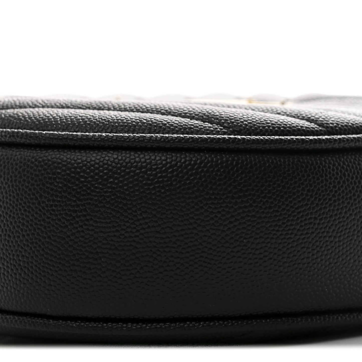 Grain De Poudre Matelasse Chevron Quilted Round Vinyle Camera Bag Black