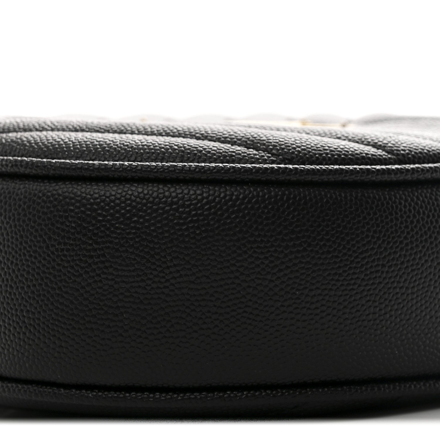 Saint Laurent Grain De Poudre Matelasse Chevron Quilted Round Vinyle Camera Bag Black 10 of 10