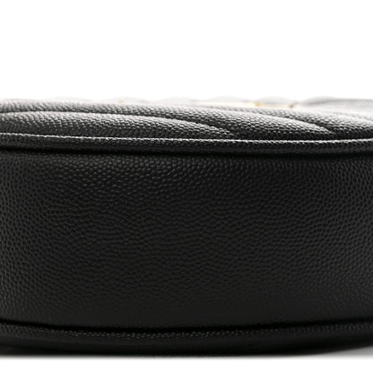 Saint Laurent Grain De Poudre Matelasse Chevron Quilted Round Vinyle Camera Bag Black 10 of 10