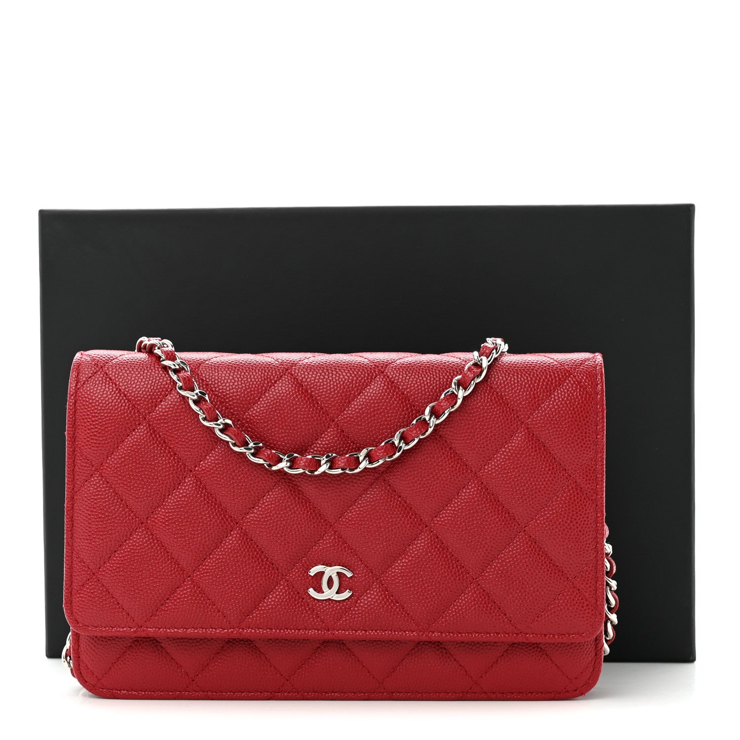 Chanel Caviar Quilted Wallet on Chain WOC Red 12 of 12