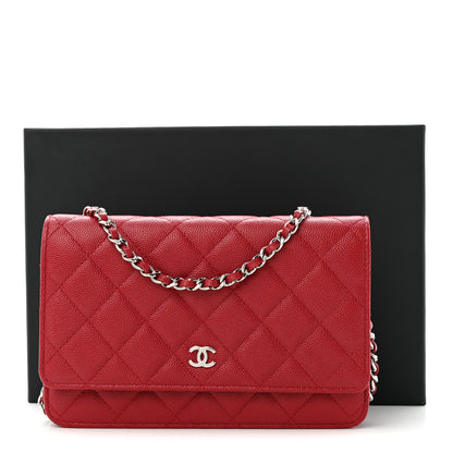 Chanel Caviar Quilted Wallet on Chain WOC Red 12 of 12