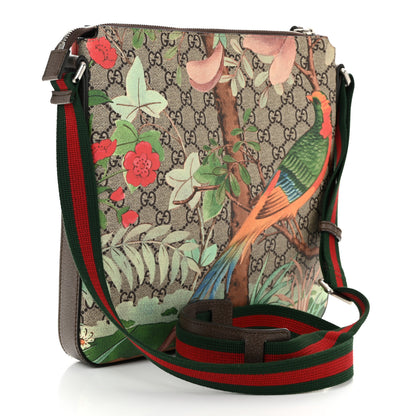 Gucci GG Supreme Monogram Tian Web Medium Flat Messenger Beige Multicolor New Acero 3 of 10