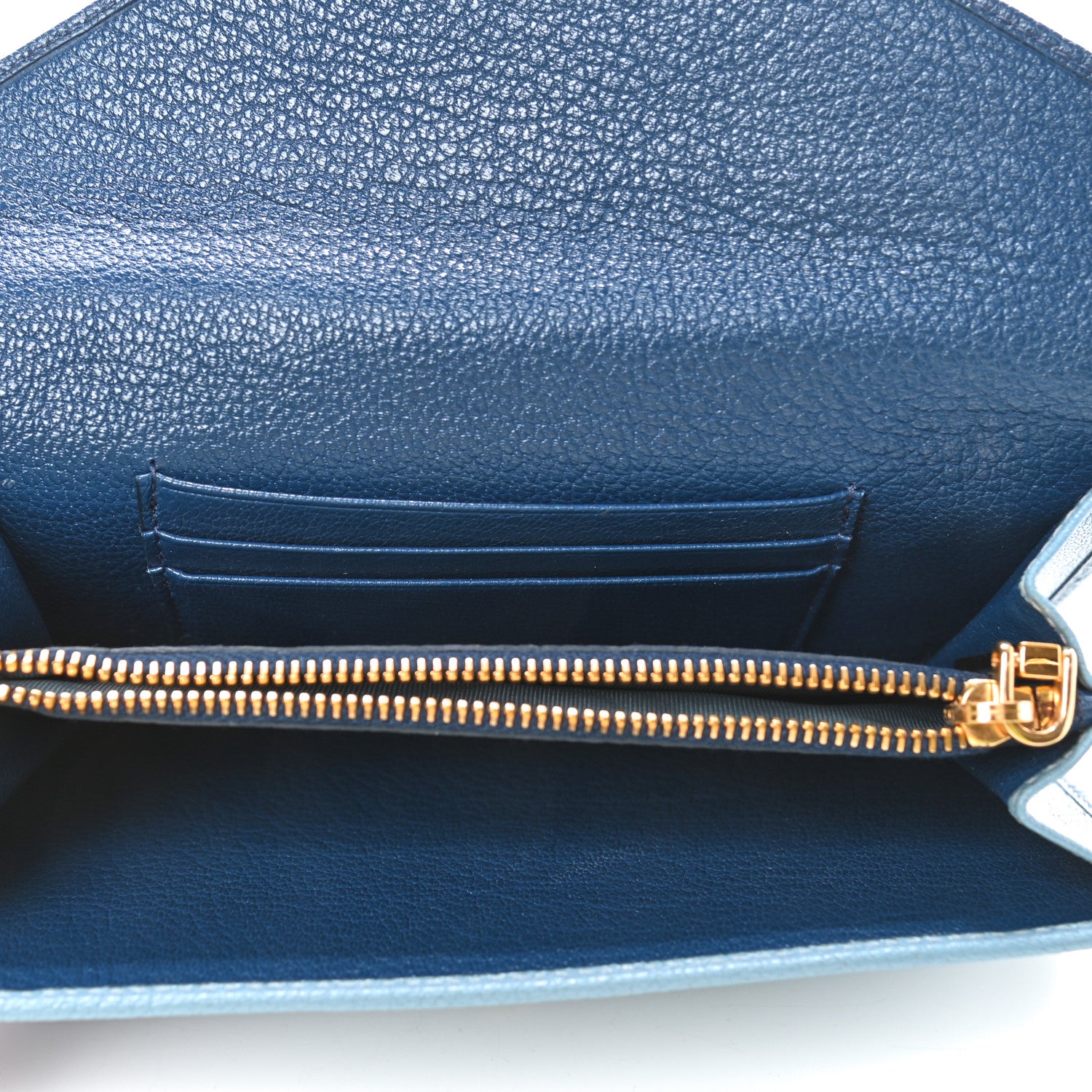 Miu Miu Goatskin Madras Bicolor Envelope Wallet Cobalto Astrale 4 of 4