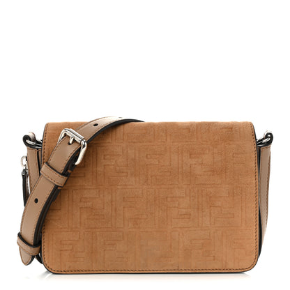 Fendi Vitello Grace Suede FF 1974 Embossed Mini Expandable Flap Bag Sand Sughero 1 of 11