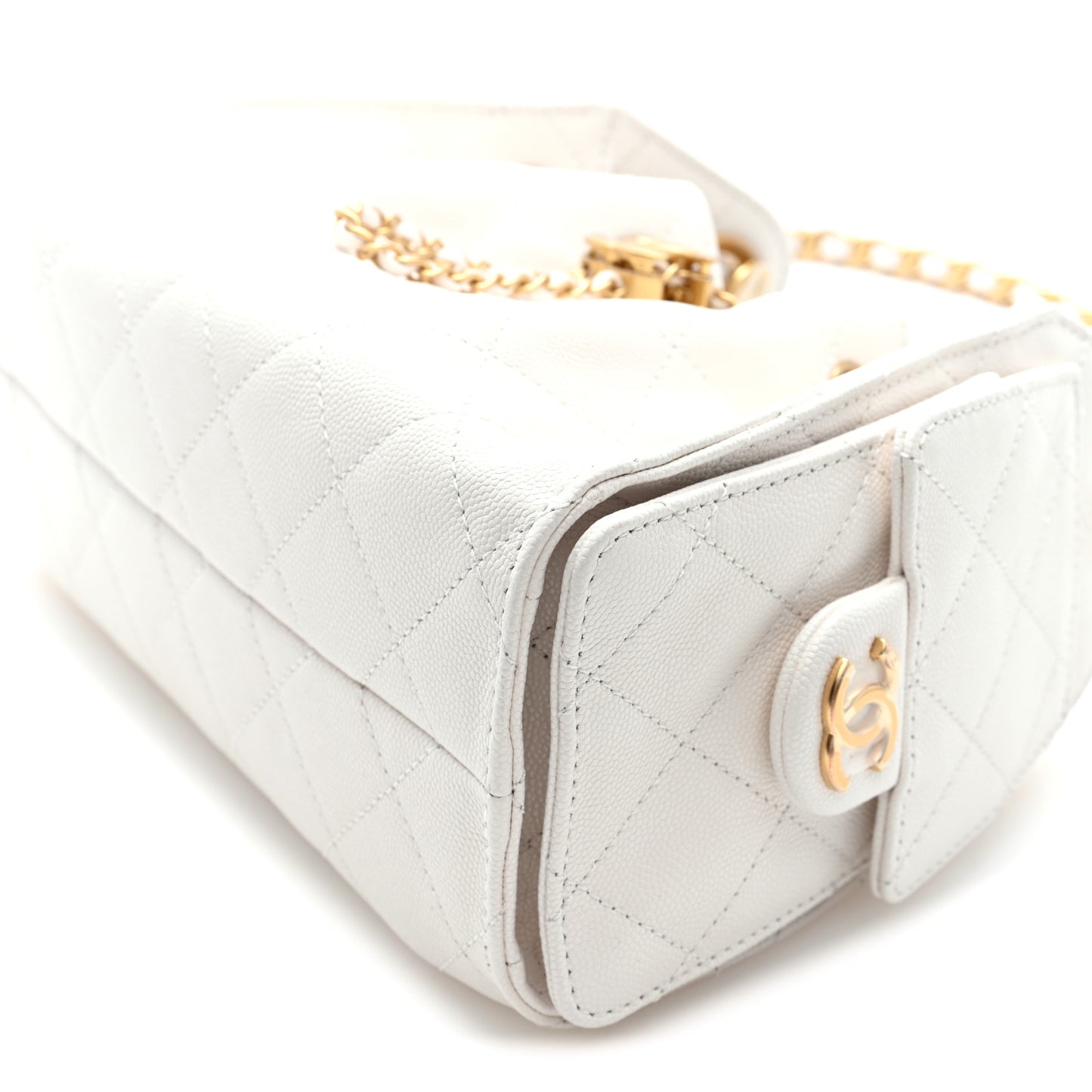 Caviar Quilted Mini Chanel 25 Handbag White