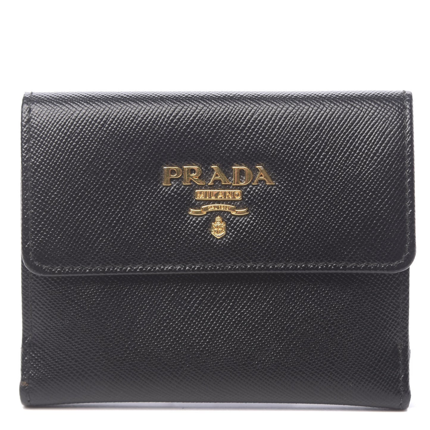 Saffiano Metal Flap Wallet Black
