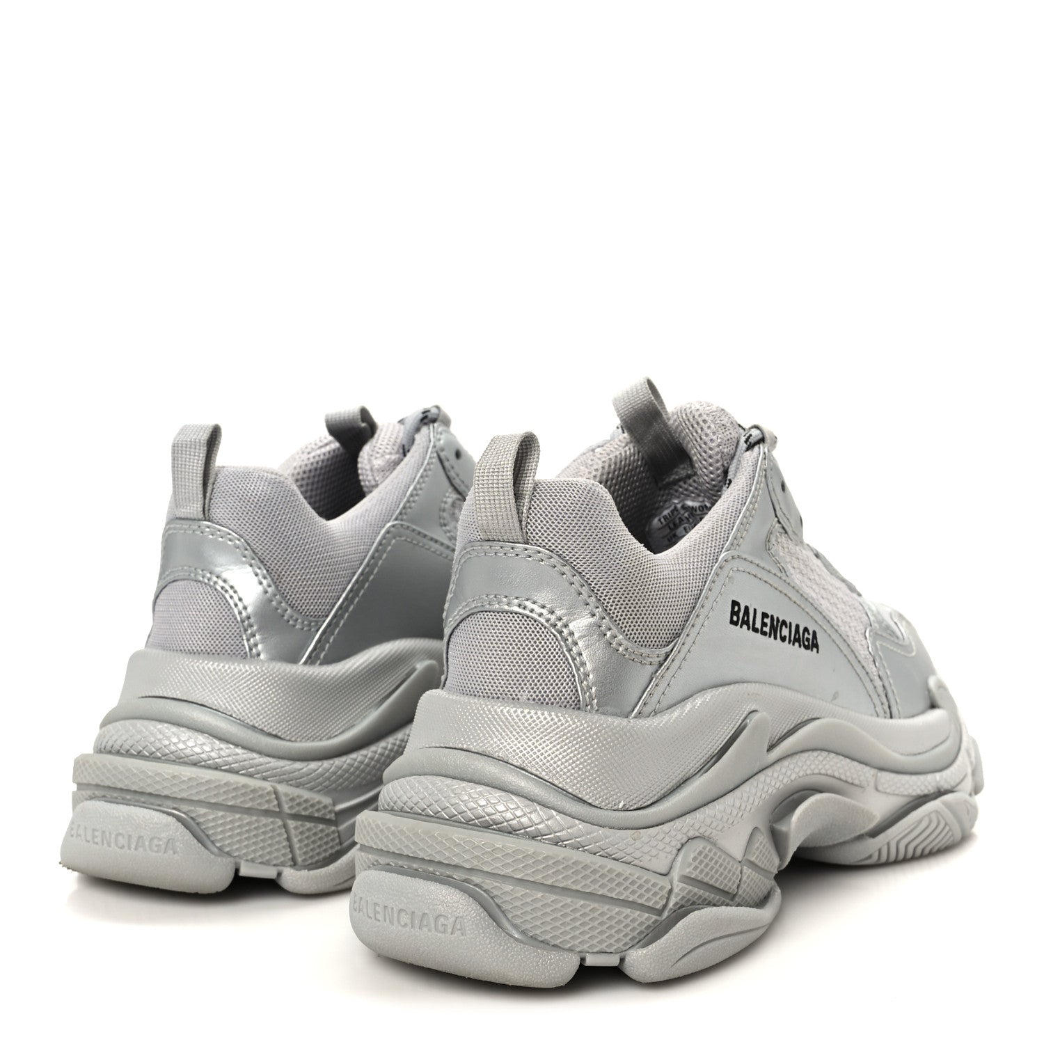 スニーカー BALENCIAGA Triple S silver 39 Balenciaga Metallic Fabric Mesh Womens Triple S Sneakers 39 Silver