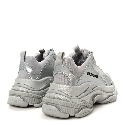 Balenciaga Metallic Fabric Mesh Womens Triple S Sneakers 39 Silver 5 of 10