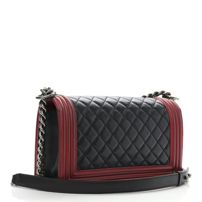 Chanel Lambskin Quilted Medium Boy Flap Black Red 3 of 12