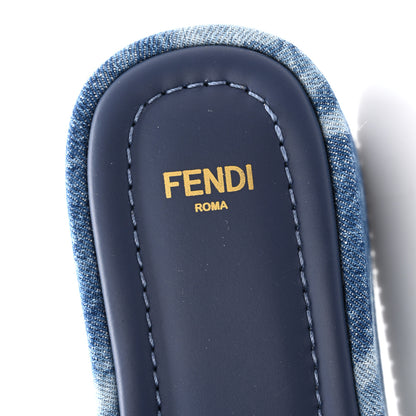 Fendi Denim Sea Garden Logo Sunshine Flatform Slide Sandals 36 Blue Medium Dark Blue 7 of 9
