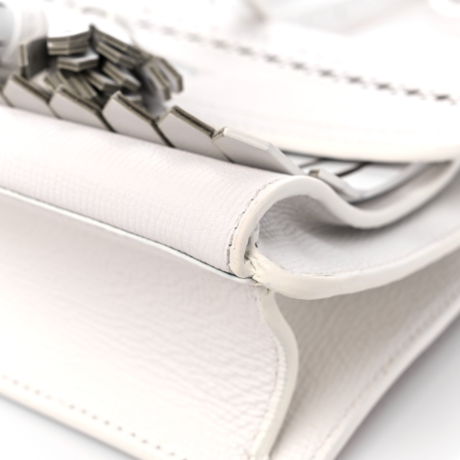Burberry Grainy Calfskin Broguing Tassel Small Macken Crossbody Bag Chalk White 10 of 14