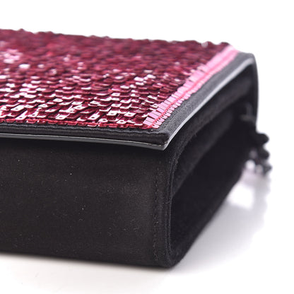 Saint Laurent Sequin Suede Monogram Chain Wallet Fuchsia Black 9 of 9