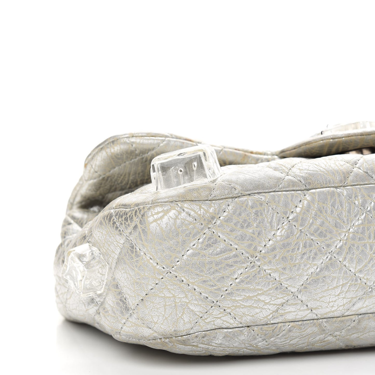 Calfskin Ice Cube On the Rocks Medium Flap Silver